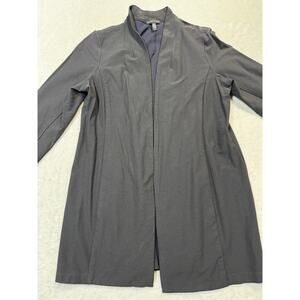 Eileen Fisher Gray Open Front Long Jacket S Minimalist Drape Coat Quiet Luxury